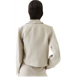 La Rando - Trelew Blazer - Linen - White - Artisan Jacket - Luxury High Quality Leather - Avvenice