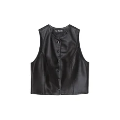 La Rando - Trelew Vest - Lambskin Leather - Black - Artisan Top - Luxury High Quality Leather - Avvenice