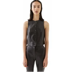 La Rando - Trelew Vest - Lambskin Leather - Black - Artisan Top - Luxury High Quality Leather - Avvenice