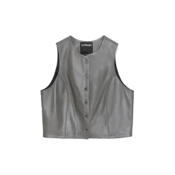 La Rando - Trelew Vest - Lambskin Leather - Grey - Artisan Top - Luxury High Quality Leather - Avvenice