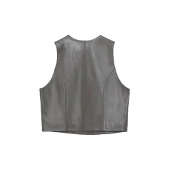 La Rando - Trelew Vest - Lambskin Leather - Grey - Artisan Top - Luxury High Quality Leather - Avvenice