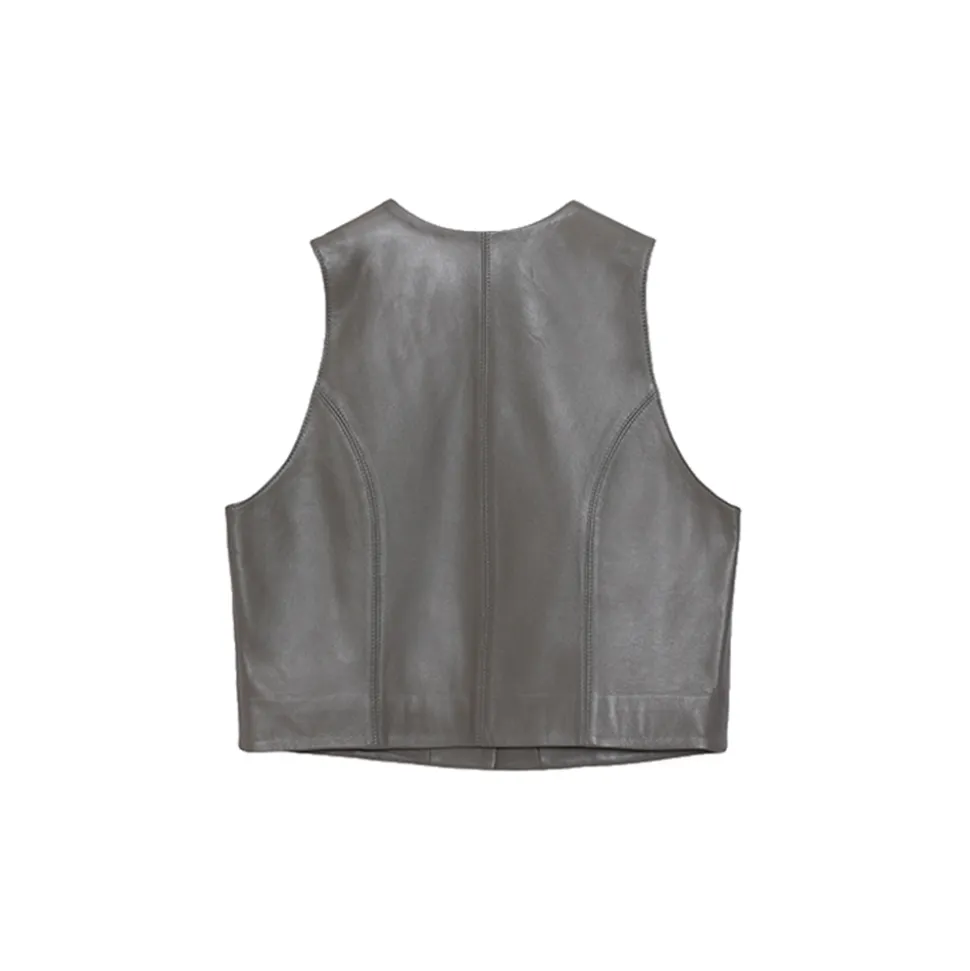 La Rando - Trelew Vest - Lambskin Leather - Grey - Artisan Top - Luxury High Quality Leather - Avvenice