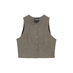 La Rando - Trelew Vest - Linen - Brown - Artisan Top - Luxury High Quality Leather - Avvenice