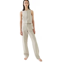 La Rando - Trelew Vest - Linen - Beige - Artisan Top - Luxury High Quality Leather - Avvenice