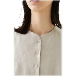 La Rando - Trelew Vest - Linen - Beige - Artisan Top - Luxury High Quality Leather - Avvenice