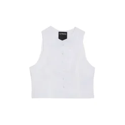 La Rando - Trelew Vest - Linen - White - Artisan Top - Luxury High Quality Leather - Avvenice