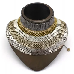 Laura B - 3&4&6 Choker - Mesh Necklace - Shiny Silver, Gold, Silver, White - Handmade Necklace - Luxury High Quality - Avvenice