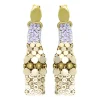 Laura B - 3&4&6 Earrings - Mesh and Swarovski Earrings - Gold - Lilac Swarovski - Handmade Earrings - Luxury High Quality - Avvenice