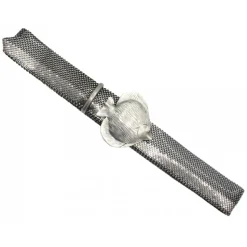 Laura B - Croco Belt - Bi Mesh - Silver - Mesh Belt - Luxury High Quality Belt - Avvenice