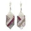 Laura B - Elise Earrings - Mesh and Swarovski Earrings - White Silver Magenta - Handmade Earrings - Luxury High Quality - Avvenice