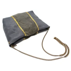 Laura B - Irma Shoulder Strap - Lamb Leather - Black Dorè Gold - Shoulder Bag - Luxury High Quality Bag - Avvenice