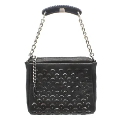 Laura B - Jaipur Bauletto Mini - Leather and Mesh Bag - Black - Strap Bag - Luxury High Quality Bag - Avvenice