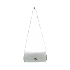 Laura B - Jaipur Clutch Bag - Leather and Mesh Bag - White - Belt Bag - Luxury High Quality Bag - Avvenice