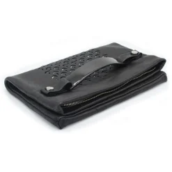 Laura B - Jaipur Paper Case Clutch - Leather and Mesh Bag - Black - Clutch Bag - Luxury High Quality Bag - Avvenice