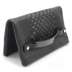 Laura B - Jaipur Paper Case Clutch - Leather and Mesh Bag - Black - Clutch Bag - Luxury High Quality Bag - Avvenice
