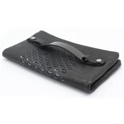 Laura B - Jaipur Paper Case Clutch - Leather and Mesh Bag - Black - Clutch Bag - Luxury High Quality Bag - Avvenice