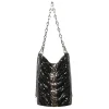 Laura B - Line Box Disco Bag - Leather and Mesh Bag - Black - Strap Bag - Luxury High Quality Bag - Avvenice