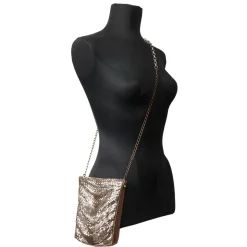 Laura B - Line Box Disco Bag - Leather and Mesh Bag - Black - Strap Bag - Luxury High Quality Bag - Avvenice