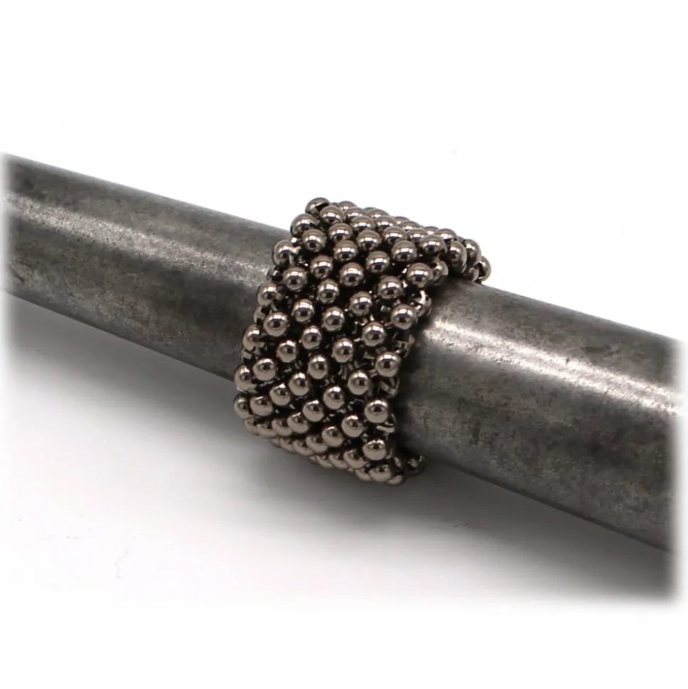 Laura B - Mercurio Basic Ring - Mesh Ring - Shiny Silver - Handmade Ring - Luxury High Quality - Avvenice
