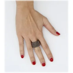 Laura B - Mercurio Basic Ring - Mesh Ring - Shiny Silver - Handmade Ring - Luxury High Quality - Avvenice