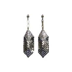 Laura B - Mia Earrings - Mesh and Swarovski Earrings - Doré - Black Swarovski - Handmade Earrings - Luxury High Quality - Avvenice