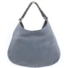 Laura B - Moon Handbag - Leather and Mesh Bag - Lamb - Grey - Strap Bag - Luxury High Quality Bag - Avvenice