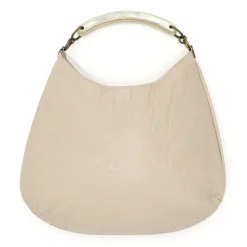 Laura B - Moon Horn Handbag - Leather and Mesh Bag - Sand - Strap Bag - Luxury High Quality Bag - Avvenice