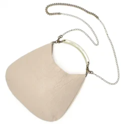 Laura B - Moon Horn Handbag - Leather and Mesh Bag - Sand - Strap Bag - Luxury High Quality Bag - Avvenice