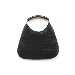Laura B - Moon Horn Handbag - Leather and Mesh Bag - Black - Strap Bag - Luxury High Quality Bag - Avvenice
