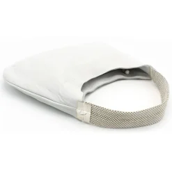 Laura B - Moon Shoulder Bag - Leather and Mesh Bag - Lamb - White - Shoudler Bag - Luxury High Quality Bag - Avvenice