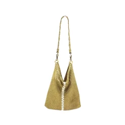 Laura B - New Basic Party Bag - Mesh Bag - Gold - Strap Bag - Luxury High Quality Bag - Avvenice