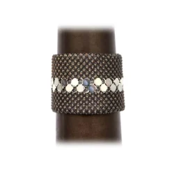 Laura B - Pyramid Cuff - New Basic Cuff - Mesh Bracelet - Dorè - White Line - Handmade Bracelet - Luxury High Quality - Avvenice