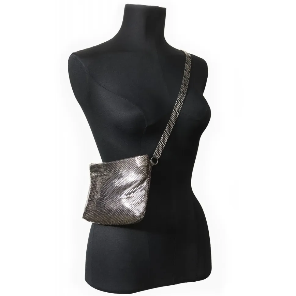 Laura B - Sam Body Bag - Shiny Silver - Body Bag - Luxury High Quality Bag - Avvenice