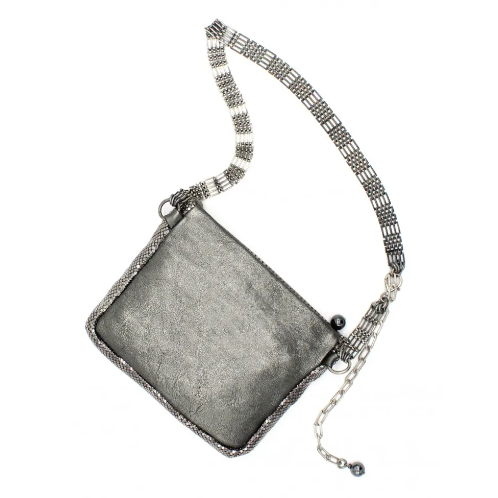 Laura B - Sam Body Bag - Shiny Silver - Body Bag - Luxury High Quality Bag - Avvenice