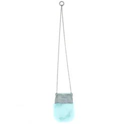 Laura B - Soft Mobile Bag - Lapin Bag with Net and Swarovski - Light Blue - Luxury High Quality Leather Bag - Avvenice