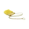 Laura B - Soft Mobile Bag - Lapin Bag with Net and Swarovski - Mustard Yellow - Luxury High Quality Leather Bag - Avvenice