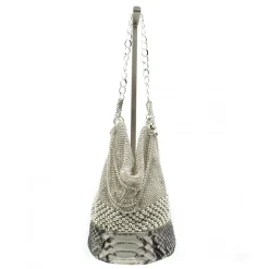 Laura B - Sylvie Round Hand - Natural Python - White - Strap Bag - Luxury High Quality Bag - Avvenice