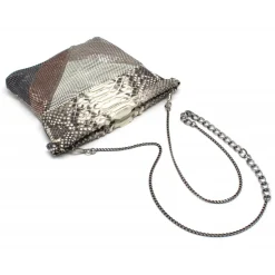Laura B - Thea Clutch Bag - Natural Python Leather - Rose Silver White - Luxury High Quality Bag - Avvenice