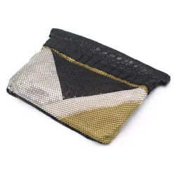 Laura B - Zoe Clutch Bag - Black Croco - Black Gold White Silver - Luxury High Quality Bag - Avvenice