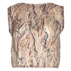 Leda Di Marti - Beige Satin Top - Leda Collection - Haute Couture Made in Italy - Luxury High Quality Top - Avvenice