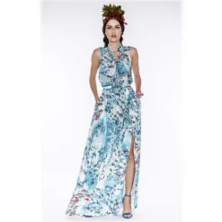 Leda Di Marti - Grampo Long Skirt - Ocean Print - Haute Couture Made in Italy - Luxury High Quality Dress - Avvenice