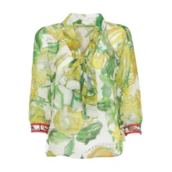 Leda Di Marti - Indo Long Sleeves Shirt - Cedar Print - Haute Couture Made in Italy - Luxury High Quality Dress - Avvenice