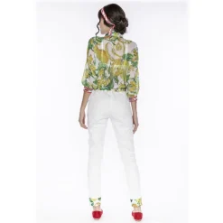 Leda Di Marti - Indo Long Sleeves Shirt - Cedar Print - Haute Couture Made in Italy - Luxury High Quality Dress - Avvenice