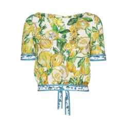 Leda Di Marti - Krill Top - Cedar Print Ocean Decoration - Haute Couture Made in Italy - Luxury High Quality Dress - Avvenice