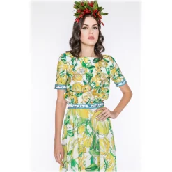 Leda Di Marti - Krill Top - Cedar Print Ocean Decoration - Haute Couture Made in Italy - Luxury High Quality Dress - Avvenice