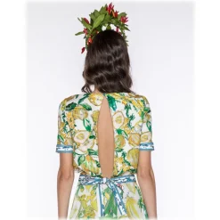 Leda Di Marti - Krill Top - Cedar Print Ocean Decoration - Haute Couture Made in Italy - Luxury High Quality Dress - Avvenice