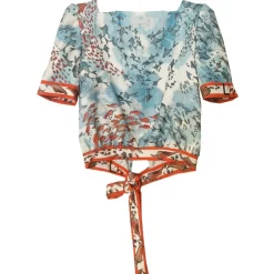 Leda Di Marti - Krill Top - Ocean Print Red Decoration - Haute Couture Made in Italy - Luxury High Quality Dress - Avvenice