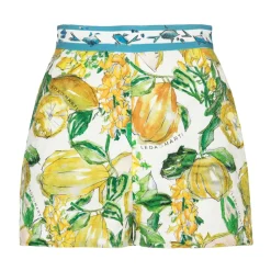 Leda Di Marti - Lamantino Shorts - White Citrus Print - Haute Couture Made in Italy - Luxury High Quality Dress - Avvenice