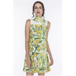 Leda Di Marti - Pusa Dress - Cedar Print - Haute Couture Made in Italy - Luxury High Quality Dress - Avvenice