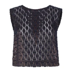 Leda Di Marti - Sleeveless Jacquard Top - Leda Collection - Haute Couture Made in Italy - Luxury High Quality Top - Avvenice